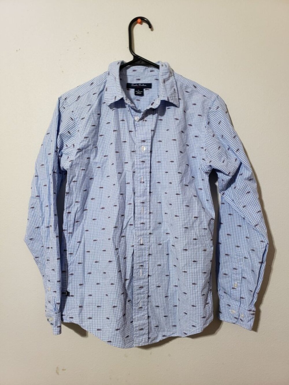 Brooks Brothers Red Fleece, fish skeleton, 100% cotton, long sleeve shirt size L